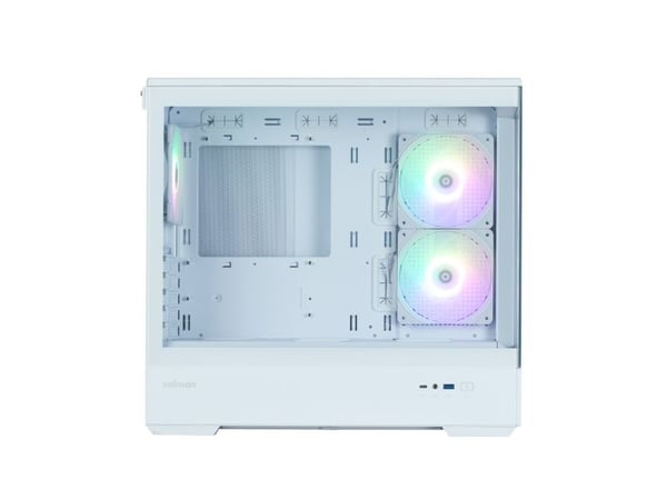 Zalman P30 V2 - MT - micro ATX - sidepanel med vindu (herdet glass) - ingen strømforsyning (ATX) - hvit - USB/lyd