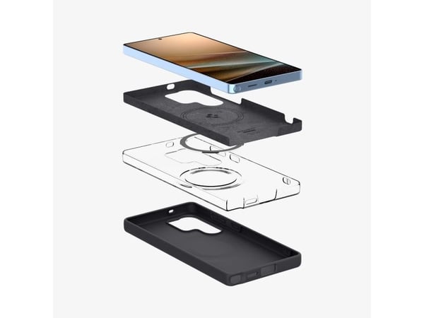 Spigen Silicone Fit (MagFit), Deksel, Samsung, Galaxy S25 Ultra, 17,5 cm (6,9"), Sort