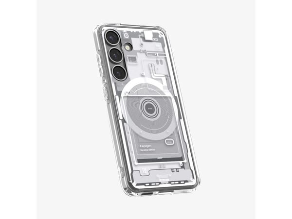 Leveres med Spigen Ultra Hybrid Mag MagSafe til Samsung Galaxy S25 hvit