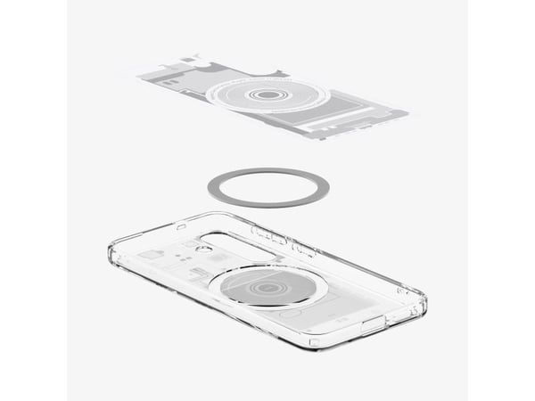 Leveres med Spigen Ultra Hybrid Mag MagSafe til Samsung Galaxy S25 hvit