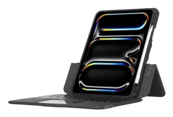 Targus Versavu - Tastatur og folioveske - med styrepute - bakbelysning - trådløs - Bluetooth 5.0 - QWERTY - Nordisk - svart