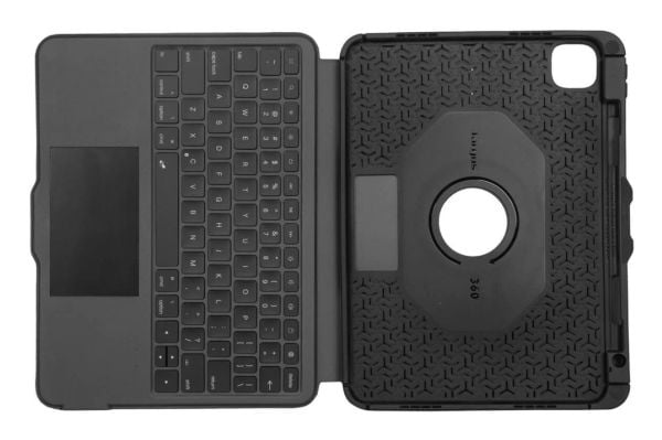 Targus Versavu - Tastatur og folioveske - med styrepute - bakbelysning - trådløs - Bluetooth 5.0 - QWERTY - Nordisk - svart
