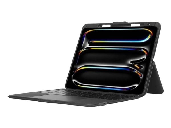 Targus Versavu - Tastatur og folioveske - med styrepute - bakbelysning - trådløs - Bluetooth 5.0 - QWERTY - Nordisk - svart