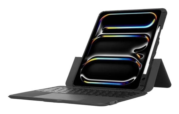 Targus Versavu - Tastatur og folioveske - med styrepute - bakbelysning - trådløs - Bluetooth 5.0 - QWERTY - Nordisk - svart