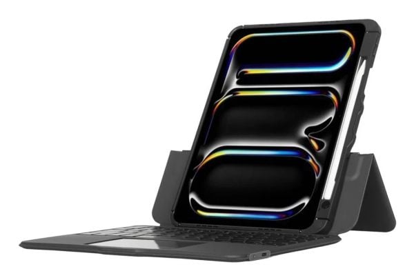 Targus Versavu - Tastatur og folioveske - bakbelysning - trådløs - Bluetooth 5.0 - QWERTY - Spansk - svart