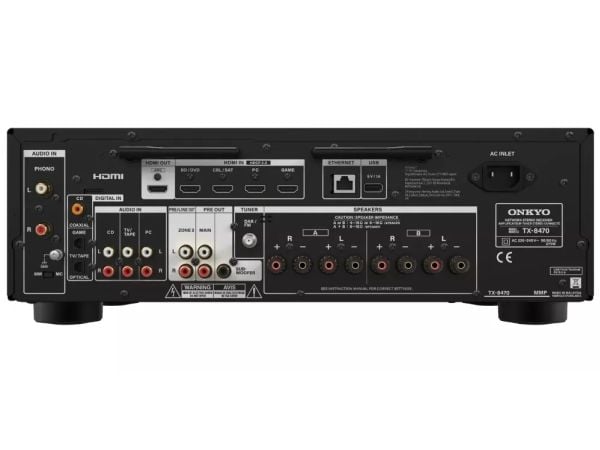 ONKYO TX-8470, 110 W, 2.0 kanaler, Stereo, 0,08%, 8 O, 20 - 20000 Hz