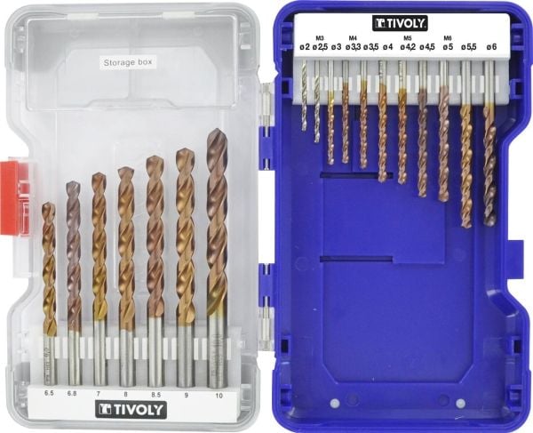 Boresett Tivoly Tivoli for metall FURIUS (FUSIO) HSS O2–10 mm, 18 bor