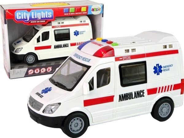LeanToys ambulansevogn med lys og lyd, batteridrevet