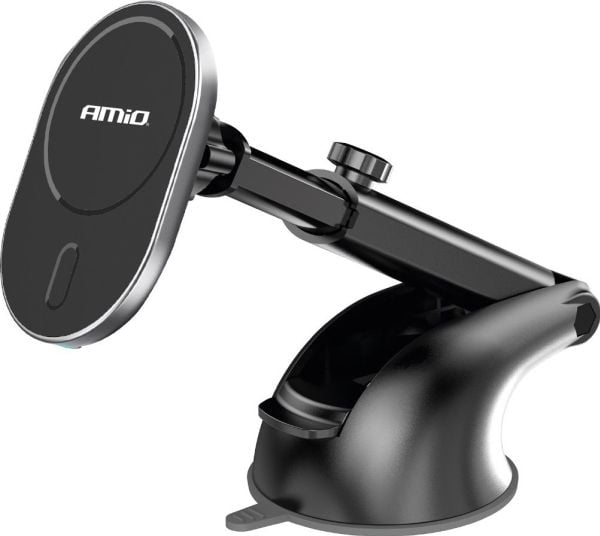 AMiO biltelefonholder med induksjonslader for glass/dashbord Mag 15W