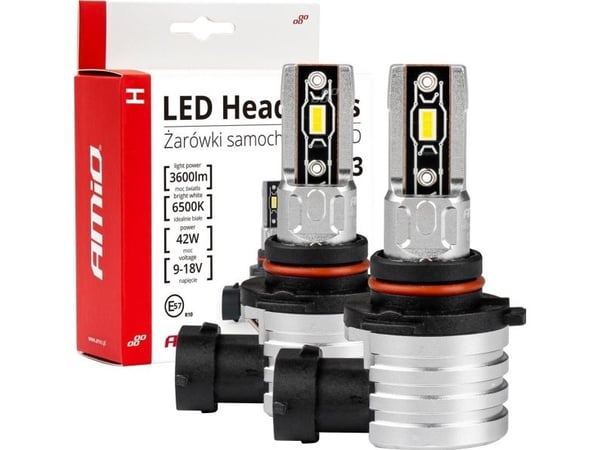 AMiO LED-bilpærer serie h-mini hb3 9005/hir1 9011/h10 6500K canbus AMiO-03334