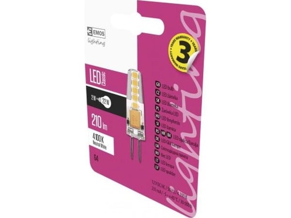 LED-pære G4 12V JC 2W 210 lm nøytralhvit 4100K A++ EMOS