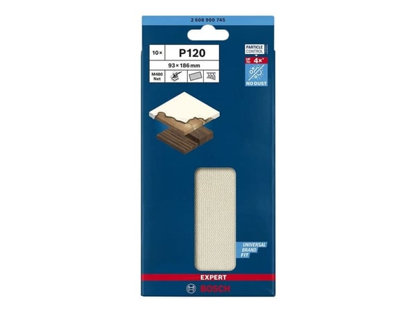 Bosch Expert M480 - Sanding net - 10 deler - rektangulær - grovkorn: 120 - 93 mm x 186 mm