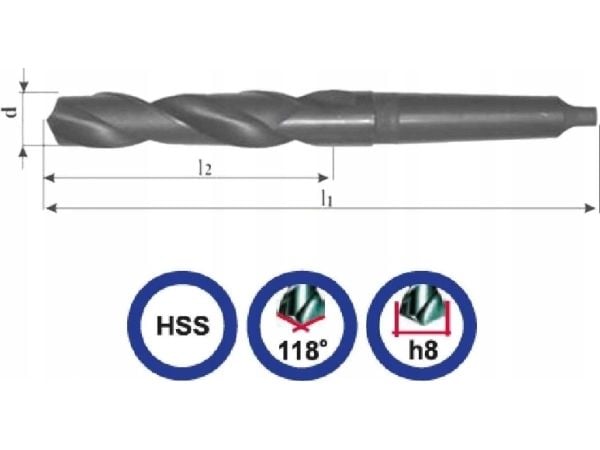 Abraboro bor 9,6 mm NWKc DIN 345 RN skaft 168-87 HSS skaftfatning MK1
