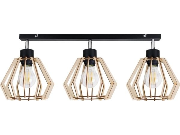 Hengelampe Orno SOLIN vegg- og taklampe, effekt maks. 3x60W, E27, sort, tre