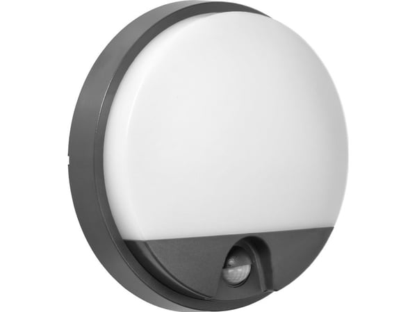 Orno AGAT LED vegg-/taklampe 10W, utendørs med bevegelsessensor 140°, 800 lm, IP54, 4000K, grå