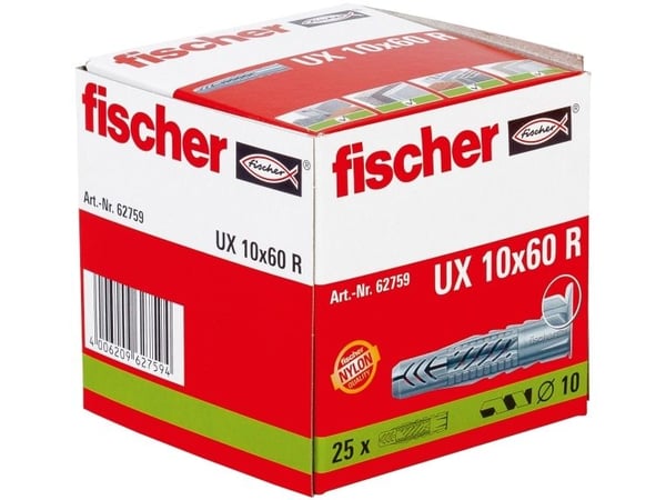 UX R 10X60 nylonpluggar med krage - (25 st.)