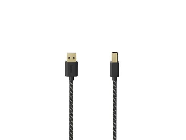 Hama 00201001, 1,5 m, USB A, USB B, USB 2.0, 0,48 Gbit/s, Svart, Sølv