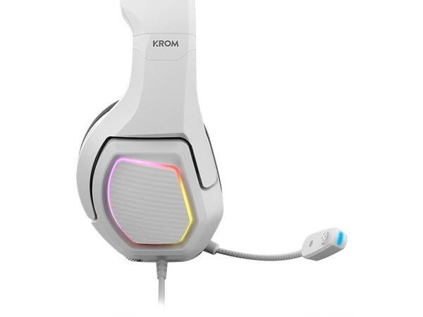 Krom Kopa 7.1, Koblet med ledninger (ikke trådløs), 20 - 20000 Hz, Spilling, 330 g, Hodesett, Sort, Hvit