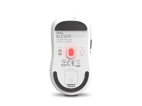 Krom Klever, Høyre hendt, Optisk, RF kabel-fri, 10000 DPI, Hvit