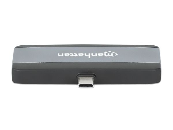 Manhattan 190404, Koblet med ledninger (ikke trådløs), USB 3.2 Gen 2 (3.1 Gen 2) Type-C, 100 W, 3,5 mm, Grå, 10 Gbit/s