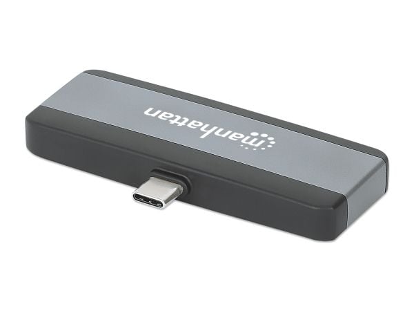 Manhattan 190404, Koblet med ledninger (ikke trådløs), USB 3.2 Gen 2 (3.1 Gen 2) Type-C, 100 W, 3,5 mm, Grå, 10 Gbit/s