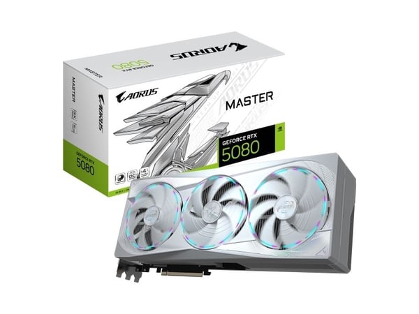 AORUS GeForce RTX 5080 MASTER ICE 16G - Grafikkort - GeForce RTX 5080 - 16 GB GDDR7 - PCI Express 5.0 - 3 x DisplayPort, HDMI