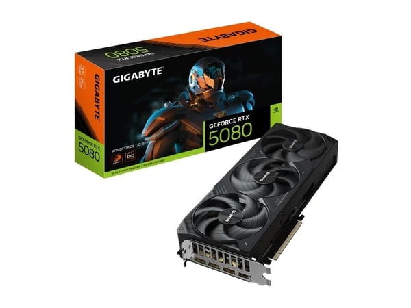 Gigabyte GeForce RTX 5080 WINDFORCE OC SFF 16G - Grafikkort - GeForce RTX 5080 - 16 GB GDDR7 - PCI Express 5.0 - 3 x DisplayPort, HDMI
