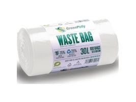 Affaldspose, GreenPolly, genanvendelige, 11 my, hvid, 100 poser, 30 l