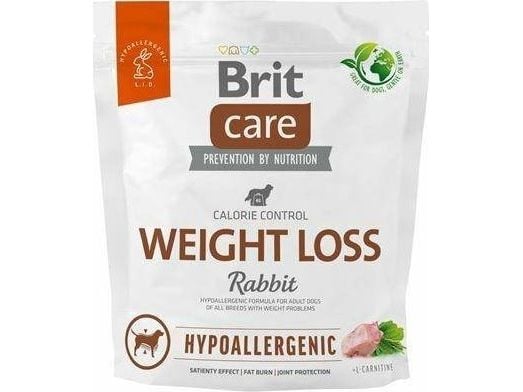 BRIT Care Hypoallergenic vuxen viktminskning kanin torrfoder till hund 1 kg