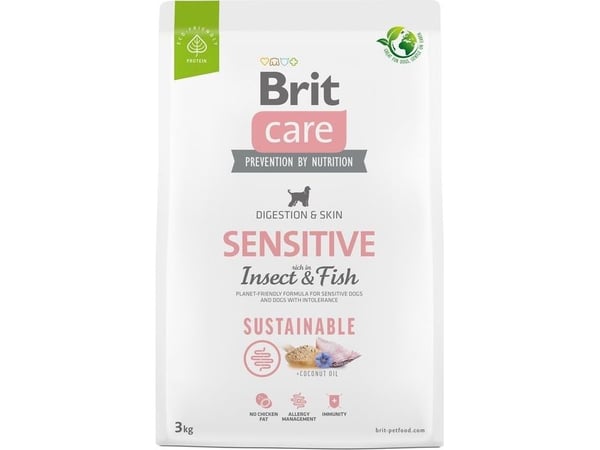 Brit tørrfôr til hund Dog Sustainable Sensitive Insect Fish 3 kg
