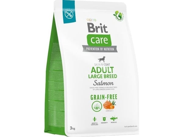 Tørrfôr til voksne hunder, store raser - BRIT Care Grain-free Adult Salmon - 3 kg