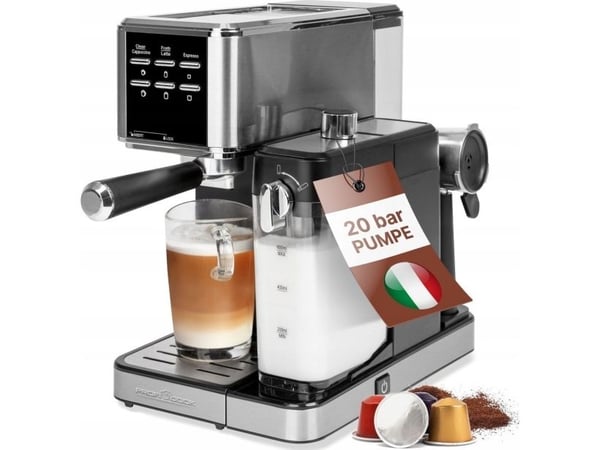 ProfiCook PC-ES-KA 1266 Espressokone hopea/musta