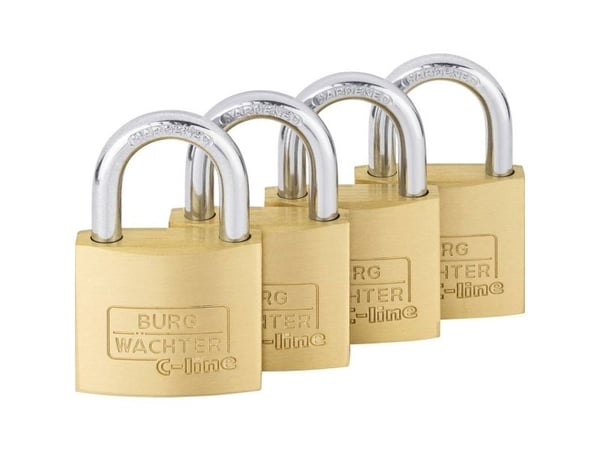 Burg Wächter Quadro 222 4-pk hengelåser 40 SB messing lås med like nøkler