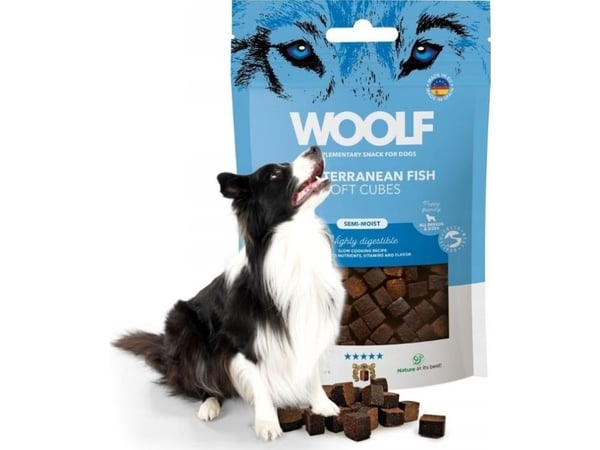 WOOLF Soft Cubes Middelhavsfisk godbiter til hund 100g