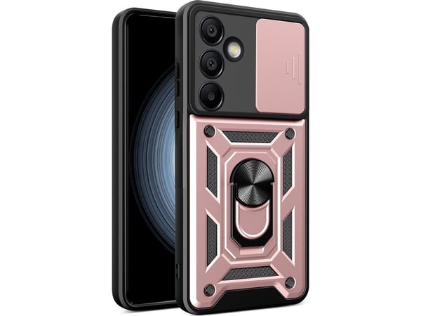 Hurtel Hybrid Armor Camshield med stativ og kameradeksel til Samsung Galaxy A26 - rosa