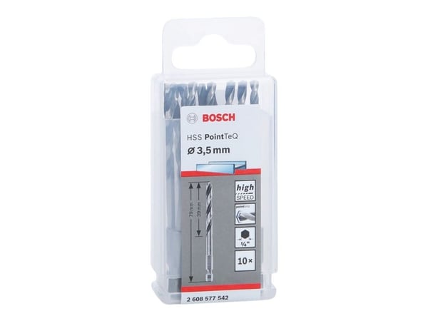 Bosch HSS PointTeQ - Bor - for metall - bor - 10 deler - 3.5 mm - heksagonal - lengde: 79 mm
