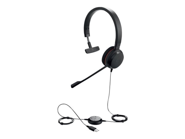 Jabra Evolve 20 MS mono - Hodesett - on-ear - kablet - USB-C, USB-A - lydisolerende - Certified for Microsoft Teams, Avaya Certified, Cisco Certifi...