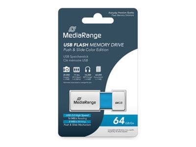 MediaRange MR974 - USB flash-enhet - 64 GB - USB 2.0 - vit/ljusblå