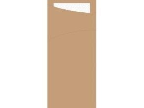 Sachetto 8.5x19 cm eco Brun med hvid Serviet,5 pk x 100 stk/krt