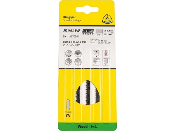 KLINGSPOR stikksagblad til stikksag 100x5x1,45 mm JS 941 WF (5 stk.)