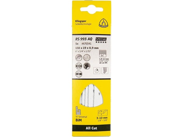 KLINGSPOR sagblad til stikksag (szablast) 150x19x0,9 mm RS 993 AQ /5 stk