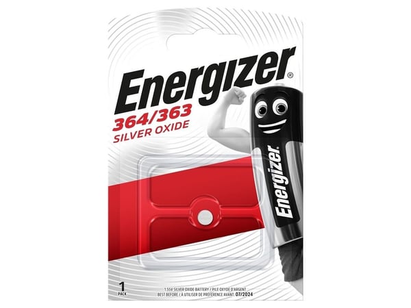 Energizer 364/363, Kertakäyttöinen akku, Hopea-oksidi (S), 1,55 V, 1 kpl, Hg (elohopea), Metallinen