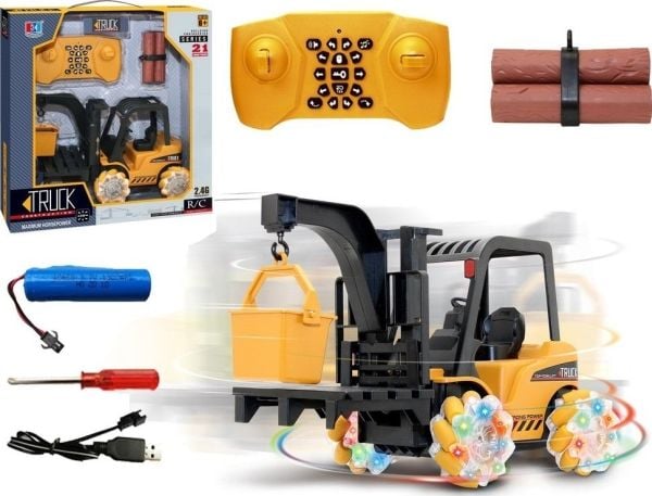 LeanToys fjernstyrt kranvogn 360° rotasjon lysende hjul