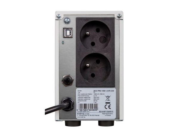 EVER ECO Pro 1200 AVR CDS - UPS - AC 230 V - 780 Watt - 1200 VA - 5 Ah - USB - utgångskontakter: 2 - vit