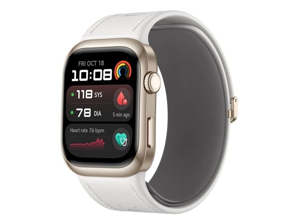 Huawei Watch D2 - Gold aluminum alloy - smartklokke med stropp - composite leather - hvit - håndleddstørrelse: 161-210 mm - display 1.82" - Bluetoo...