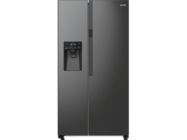 Gorenje NRR9185ESBXL, Frittstående, Amerikansk dør, Svart, Rustfritt stål, 2 dører, LED, På dør