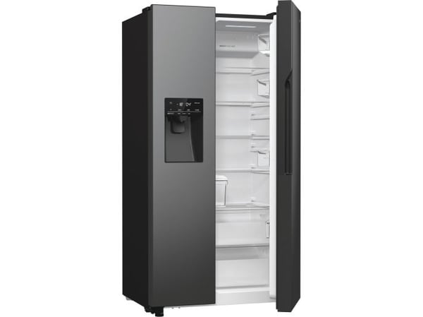 Gorenje NRR9185ESBXL, Frittstående, Amerikansk dør, Svart, Rustfritt stål, 2 dører, LED, På dør