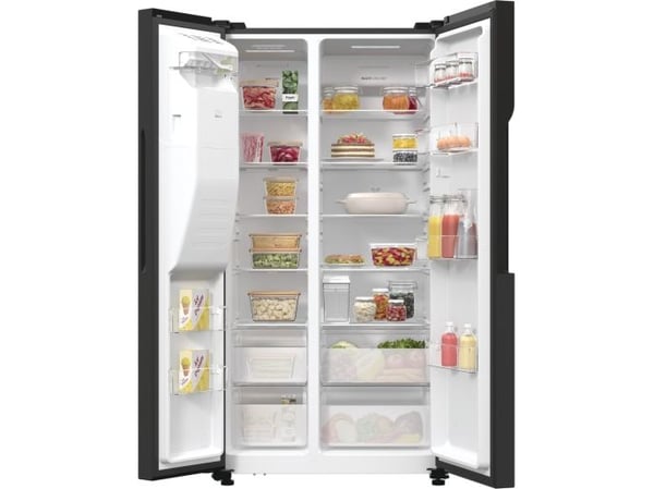 Gorenje NRR9185ESBXL, Frittstående, Amerikansk dør, Svart, Rustfritt stål, 2 dører, LED, På dør