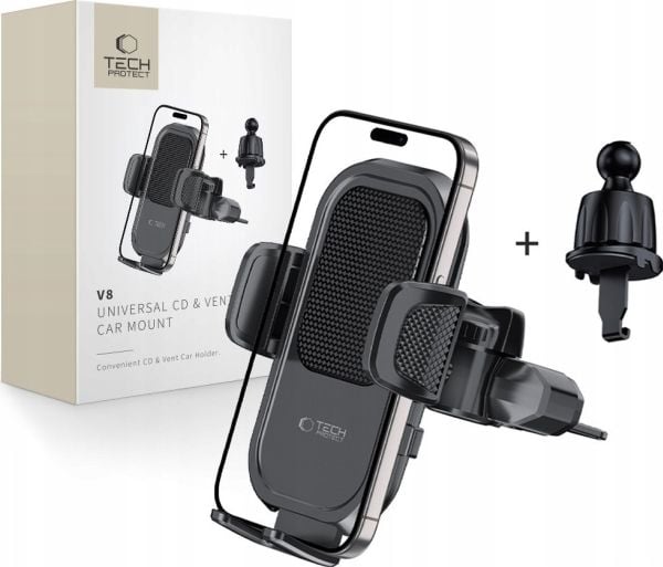 TECH-PROTECT V8 universell holder til CD og ventilasjon i bil, svart