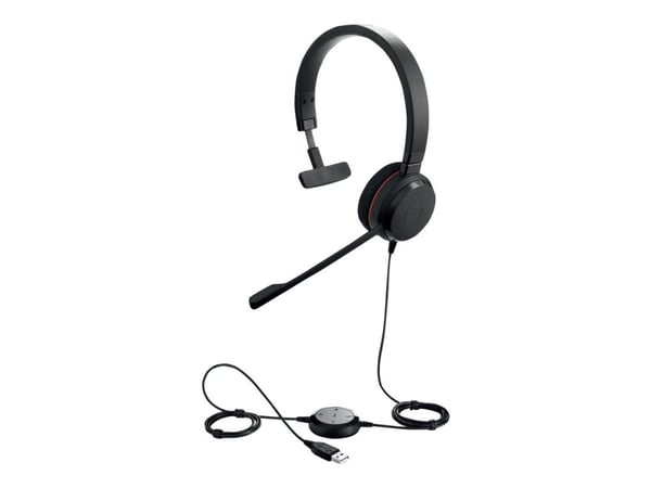 Jabra Evolve 20 UC mono - Headset - på örat - kabelansluten - USB-C, USB-A - ljudisolerande - Alcatel-Lucent-certifierad, Avaya-certifierad, Certif...